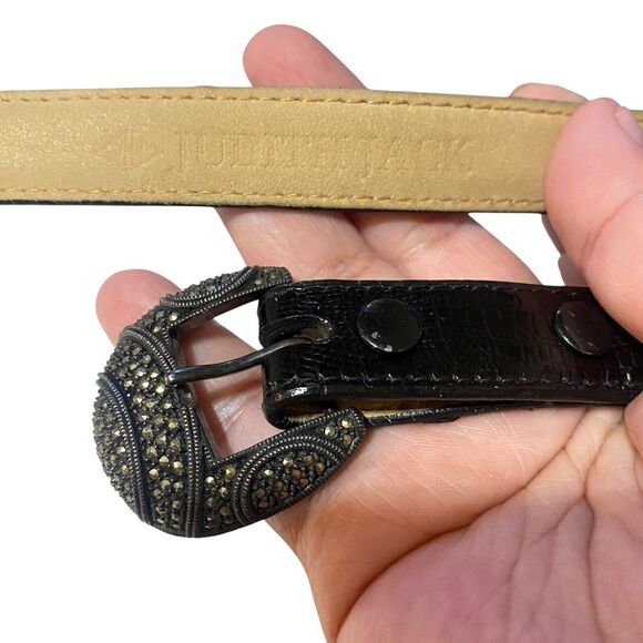Judith Jack Sterling Silver Marcasite Buckle Genuine Calf Leather Sm Black Belt main image 11